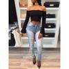 Women Summer Casual Off Shoulder Tank Top Stylish Long Sleeve Crop Top Shirt