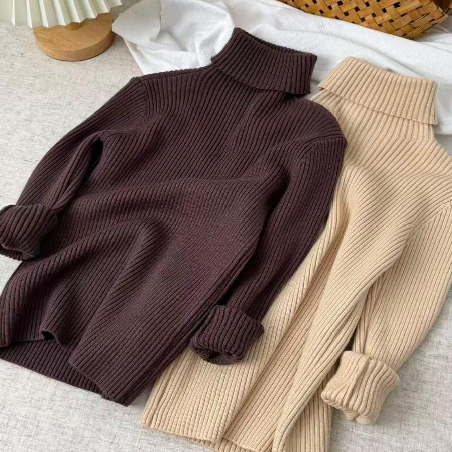 Kids Turtle Neck Sweater Winter Warm Soft Knitted Solid Color Basic Slim Fit Pullover Chic Children's Clothing Baby Boy Girl Top