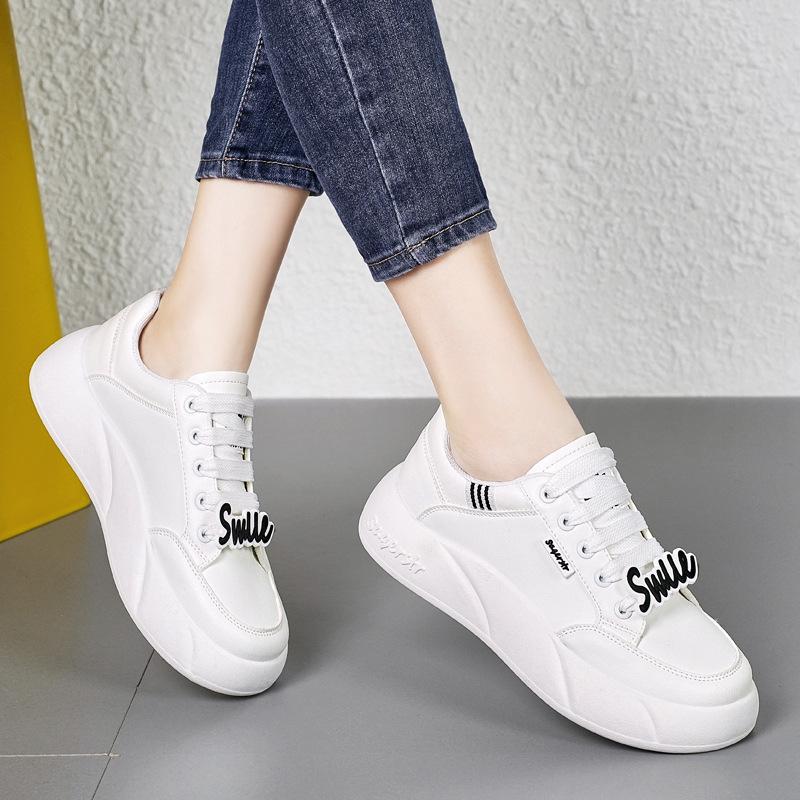 

Женские кроссовки на толстой платформе, легкие, без застежек, для ходьбы, дышащие, удобные, для бега, для женщин, теннисные туфли из искусственной кожи со шнуровкой 42