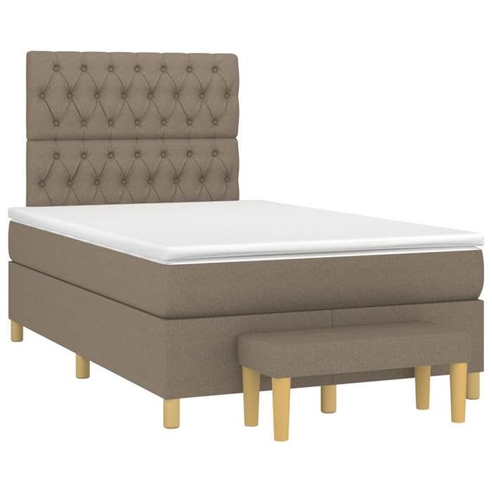 Maison Exclusive - Sommier à lattes de lit avec matelas Taupe 120x200 cm Tissu
