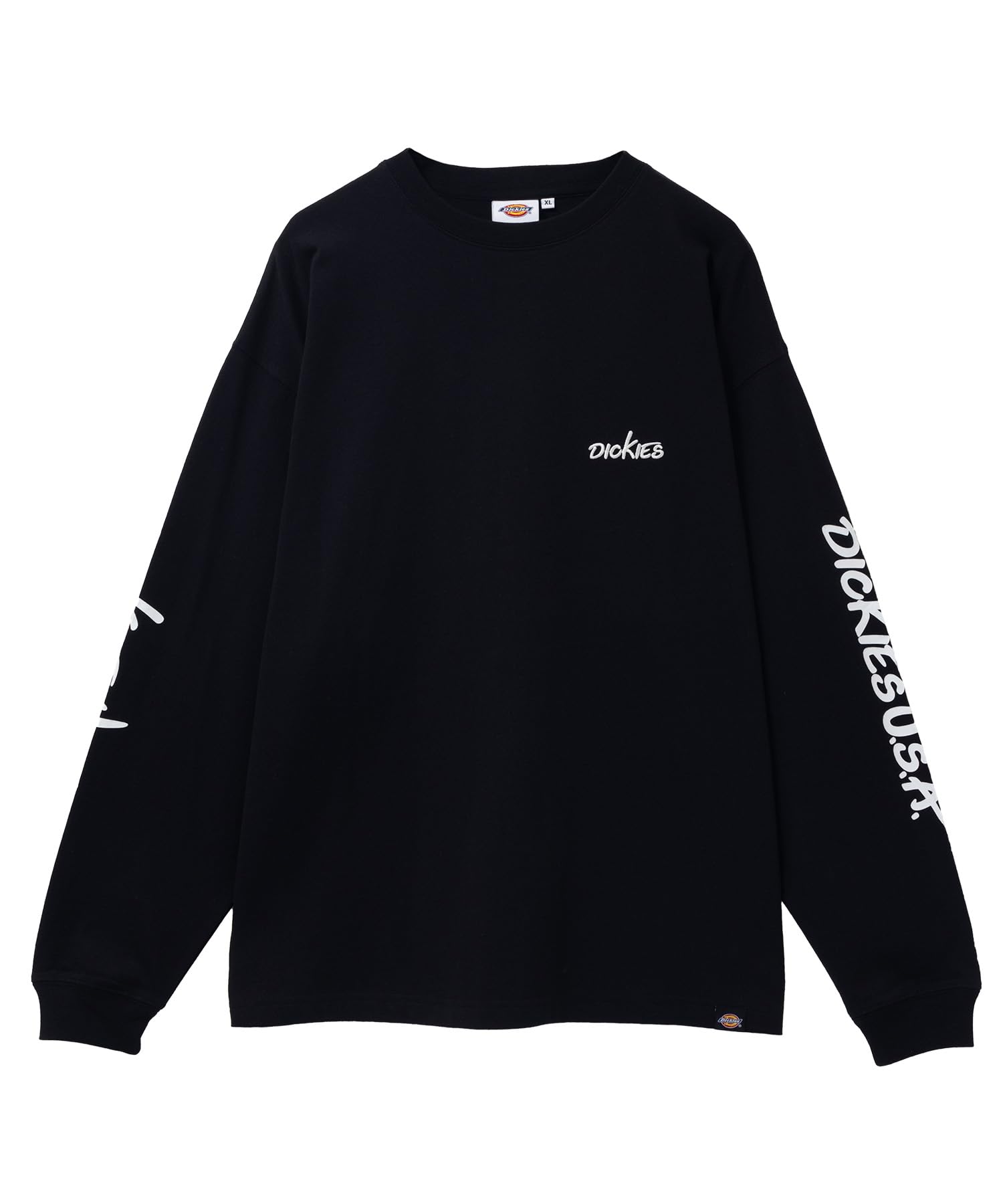 

Dickies Men s Long Sleeve T-Shirt, 100% Cotton, Sleeve Print, Logo Embroidery, Black, Size M