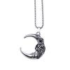 Gothic Rose Moon Necklace: Unisex Vintage Dark High Street Pendant, Romantic & Trendy for Couples