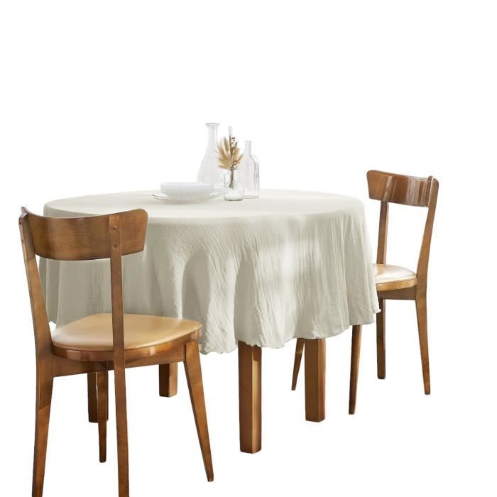 Nappe - Gaia - Ronde 180cm - 100% double gaze de coton - Gris nuage - Lavable en machine