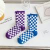 Damen Socken Schachbrett Harajuku Street Fashion Schwarz Weiß Karomuster Plaid Neuheit Skateboard Lustige Baumwollsocken für Mädchen