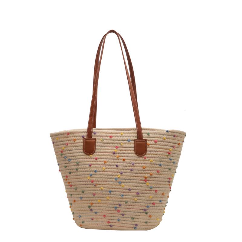 

Женская вязаная шерстяная сумка-ведро на весну 2024 года: Соломенная сумка на плечо в ретро-пасторальном стиле