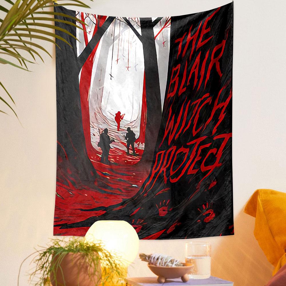 The Blair Witch Project Movie Tapestry Wall Hanging, Found Footage Horror Art, Spooky Wall Decor for Bedroom Living Room Dorm