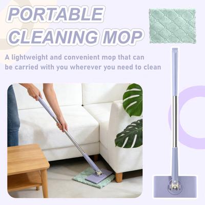 Vylepšený mop s úchopem, Mop na výměnu hadru s automatickou rukojeťí bez použití rukou Push-Pull, 360° otočná hlava, Včetně pro koupelnu a kuchyň
