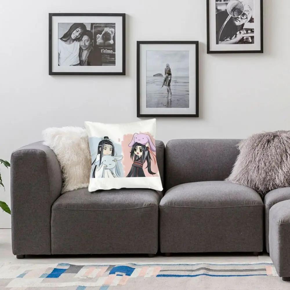 Wangxian Bunny Plushies Square Pillow Case Decorative Pillow The Untamed 45*45cm Pillowcover Home Decor