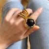 Hollow Design Vintage Metal Ring Round Shape Personality Ring  Women's Jewelry