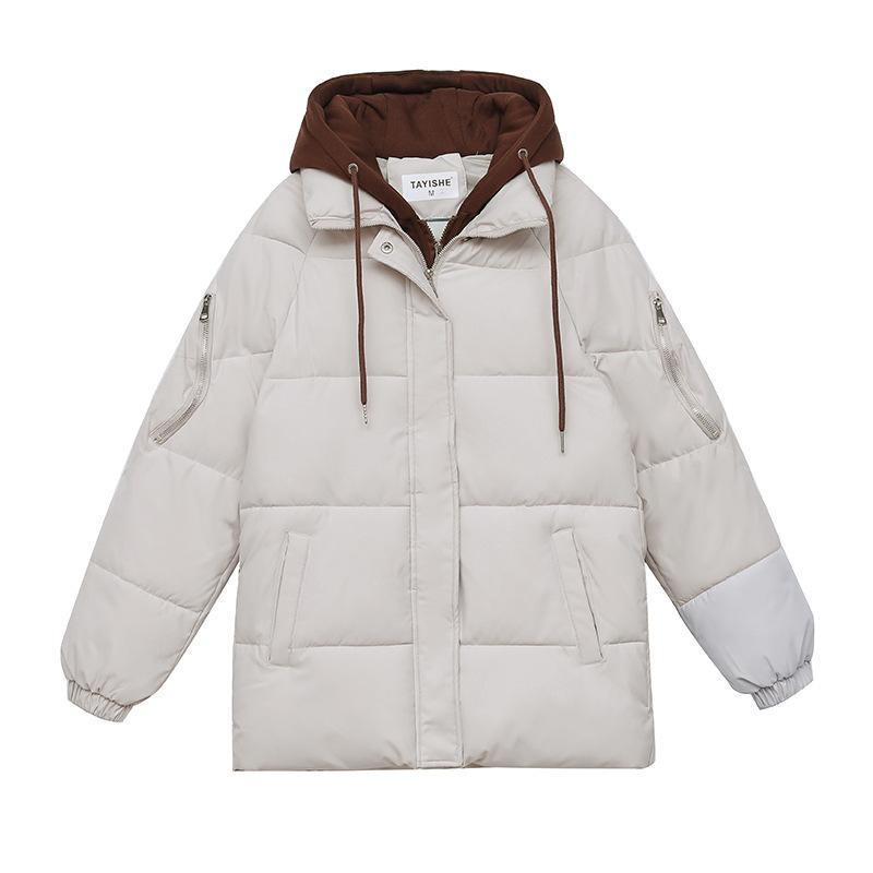 Padded clothes women's new fashion fake two-piece coat hooded bread clothes women's down padded jacket padded clothes tide