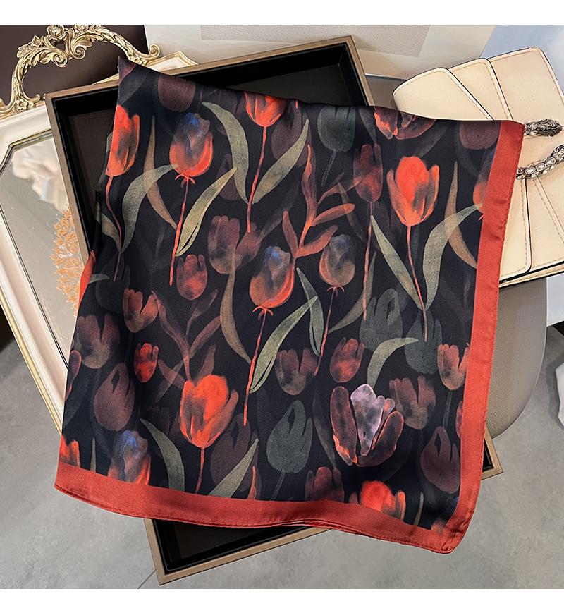 Women S Fashion Tulip Pattern Small Square Scarf For Shirt Decoration