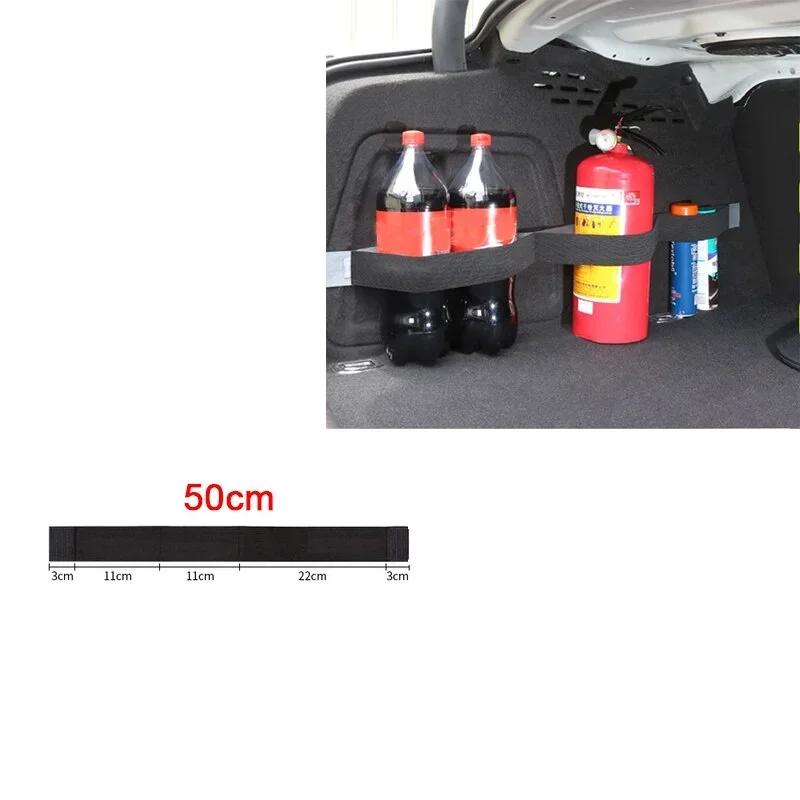 Car Back Rear Trunk Storage Mesh Fixed Straps Car Interior Organizer Extinguisher Storage Net Seat Back Fixing Bag