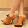 14cm High Heels Pointed Toe Laces-Up Vintage Sexy Stiletto Unisex Shoes Plus Size 36-46