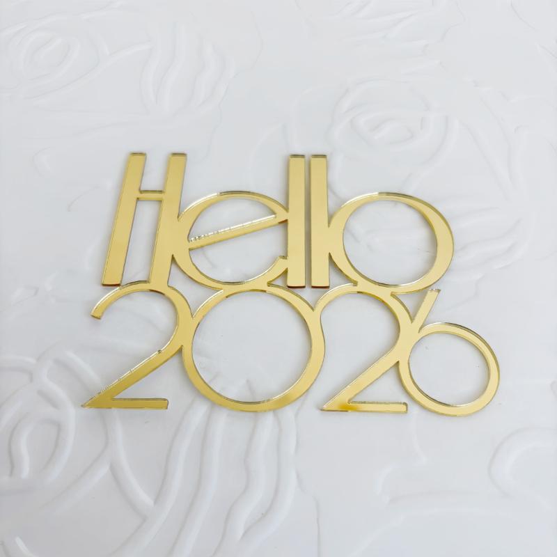 1Pc Gold 2026  Year Cake Topper Xmas Cupcake Topper Christmas  Year Party Cake Decorations