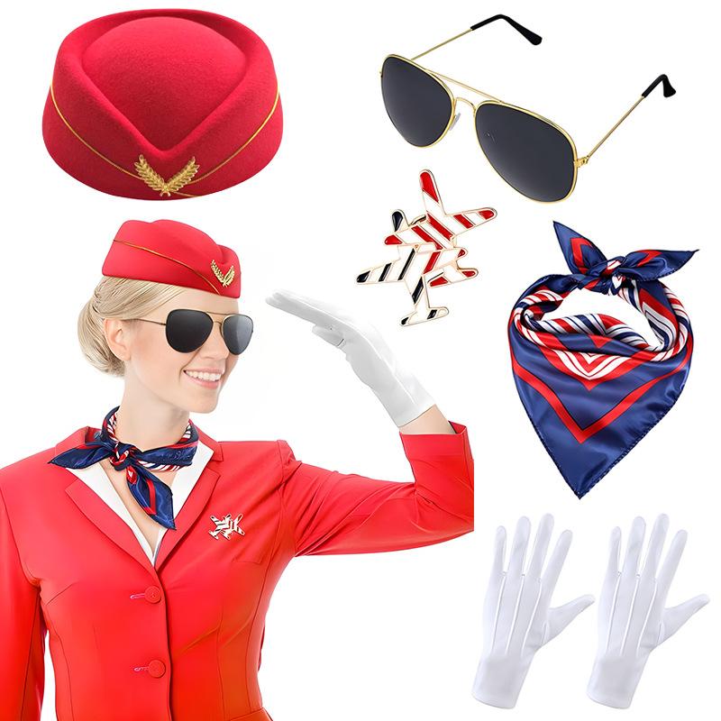 Halloween Stewardess Captain Costume Party Role Play Airline Crew Cosplay Prop Fun Essential