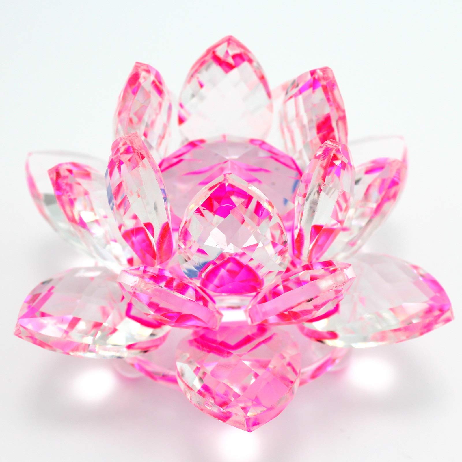 

Lucky Crystal Glass Lotus Calligraphy Ornament Crystal Wiping Cloth and Gift Box Feng Shui New 80mm Diameter Flower, Paperweight, - 7-Color Lotus,