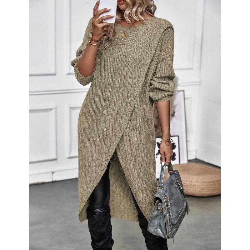 Damemote Uformelt Høst Vinter Ensfarget Print Langermet O-hals gensere