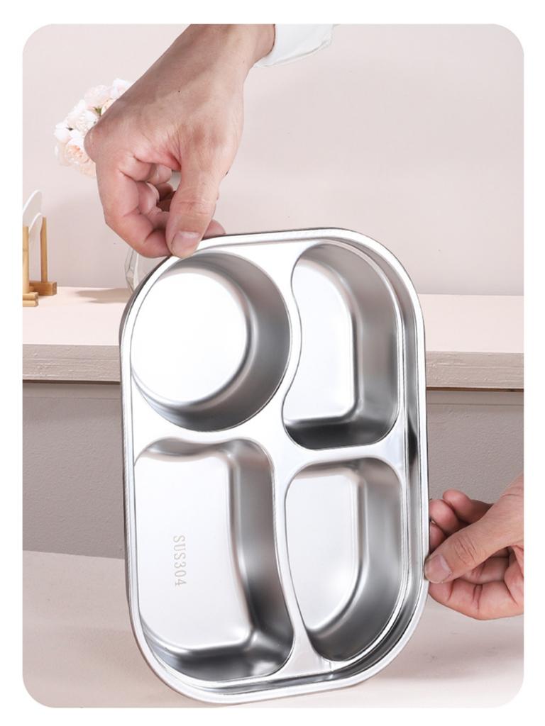 SUS304 stainless steel office worker student portable lunch box, soup bowl, partitioned sealed microwave oven heating