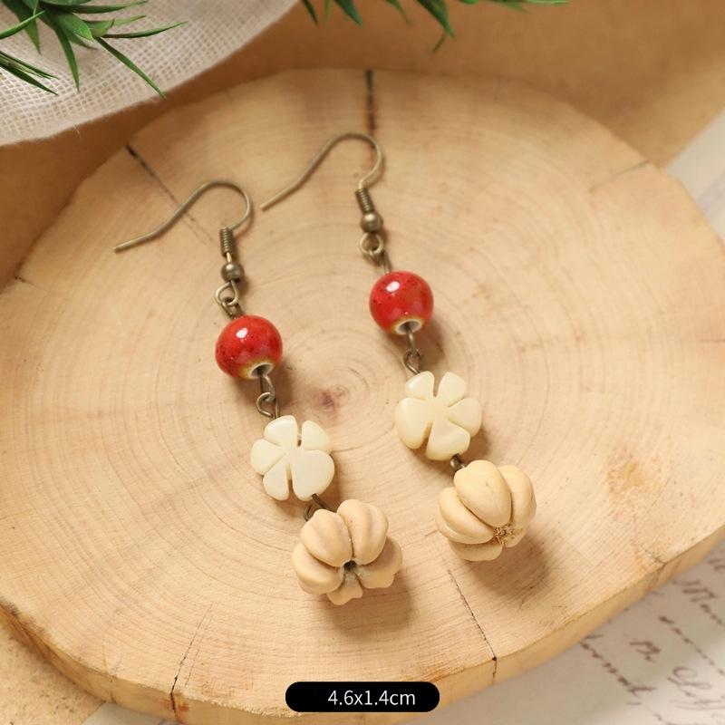 Original Pflanze Frucht Wald Ohrringe Natürliche Eichenfrucht Handgefertigt Retro Langer Stil Ethnisch Literarisch Traditionelle Ohrringe