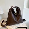 Textured Oily Skin Large Capacity Lazy Wind Soft Surface Solid Color Retro Casual Commuting Single Shoulder Underarm Tote Bag Women