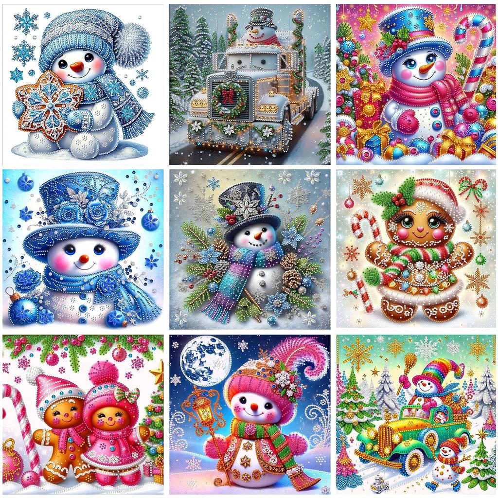 Snowman Partial DIY 5D Special Shaped Drill Diamond Painting Gem Art for Adults/Beginners Gift Idea Home Wall Decor 30x30cm