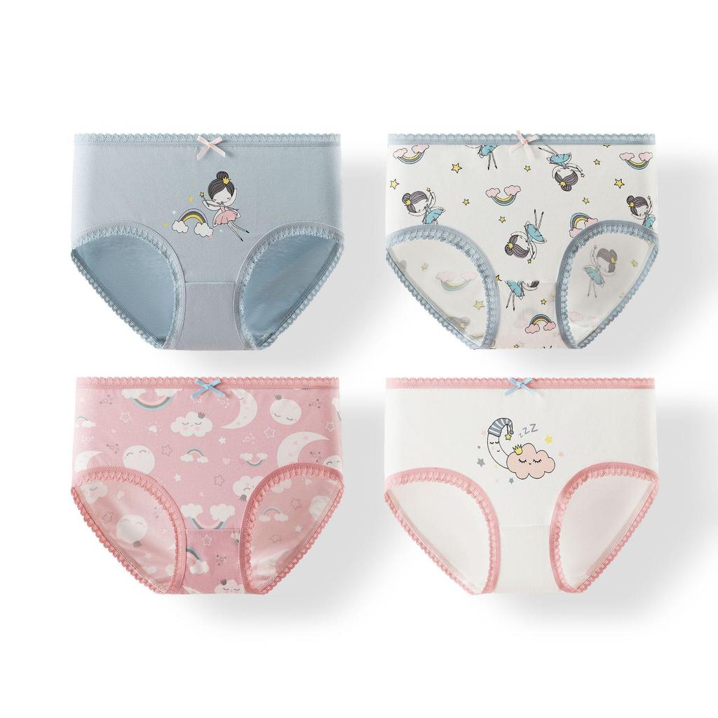 Baby Girls' Cute Cartoon Print Cotton Underpants - Breathable Bow Design for Infants and Toddlers