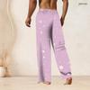 Men S Plus Size Drawstring Waist Geometric Printed Black Gold Silver Straight Leg Full Length Beach Pants