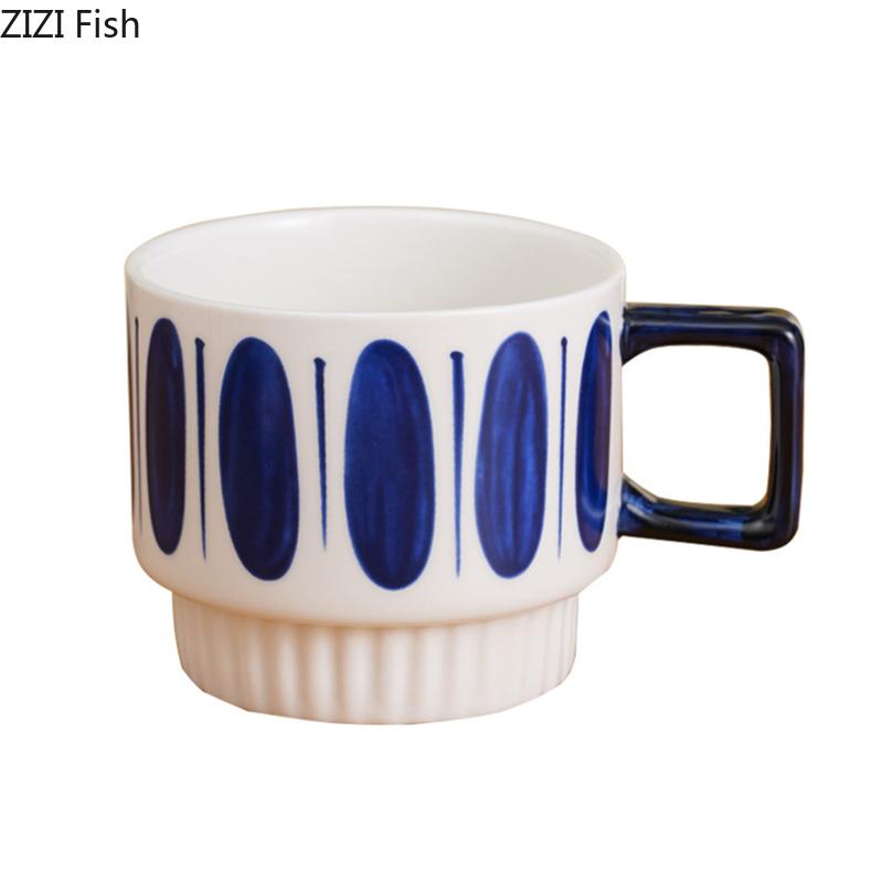 Creative Stacking Cup Painted Pattern Porcelain Mugs Tableware Coffee Mug Dining Table Afternoon Tea Teacup Fruits Juice Cup
