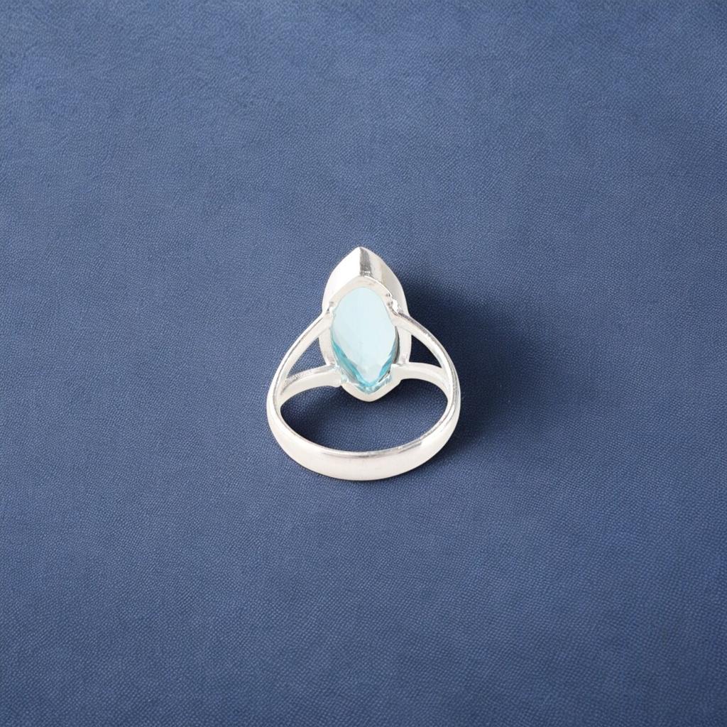 Sky Blue Topaz Gemstone 925 Stamped Silver Jewelry Handmade Women Designer Ring RR-23-3