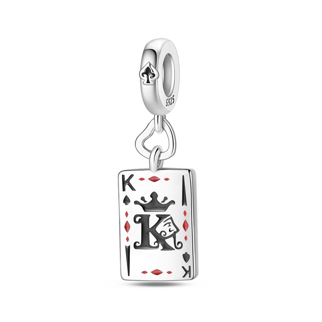 Original Copper Playing Cards Charms Poker Joker Hearts Spades Crown Bead Pendant Fit Bracelet Necklace Jewelry