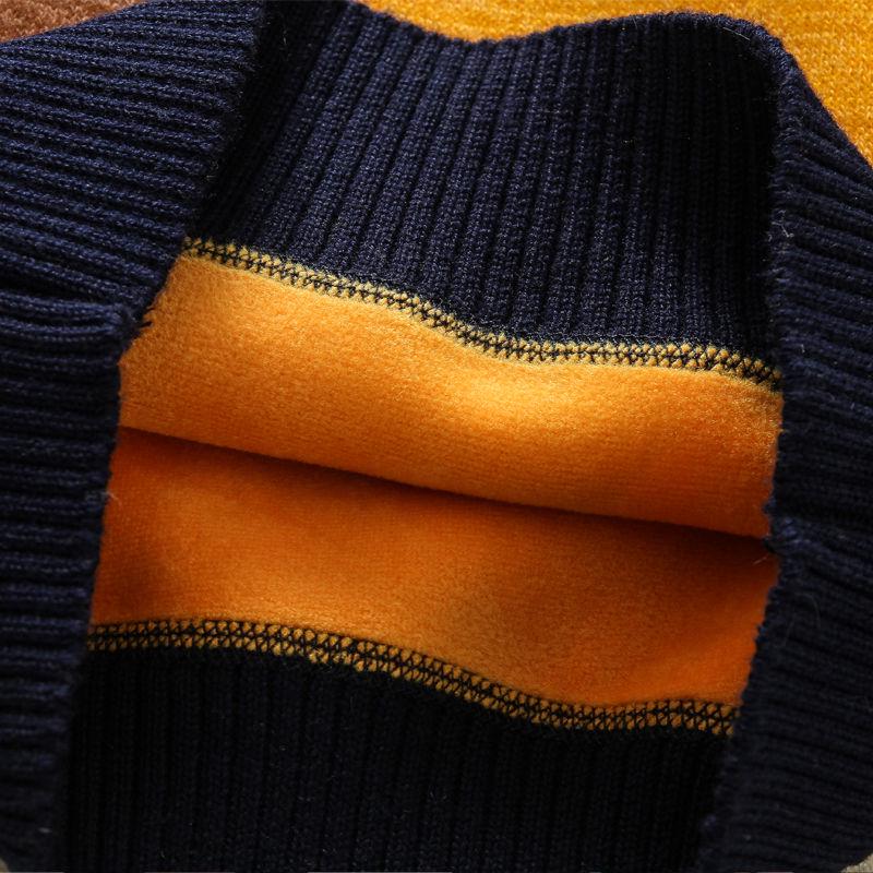 Round Neck Sweater Autumn and Winter Plus Velvet Thickening Inside Warm Sweater Children's Sweater