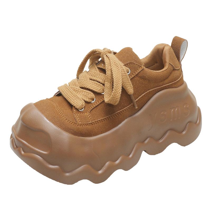 Daddy Shoes Women's Autumn and Winter New Maillard Retro Lace-up Casual Sports Shoes Platform Heightening Board Shoes