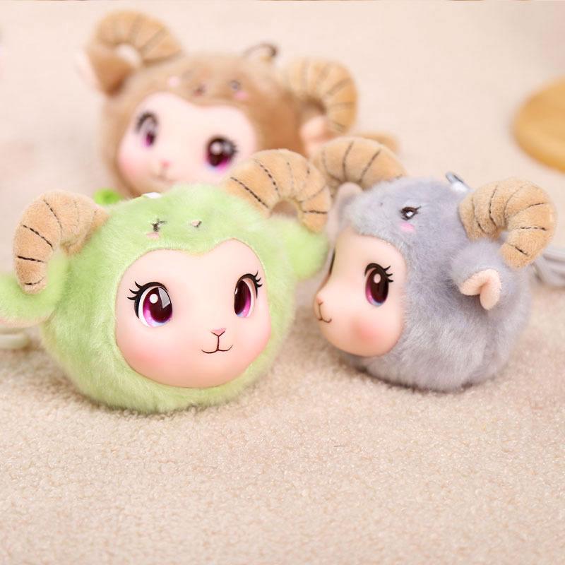 Polyester Sheep Pendant Plush Toy Doll with PP Cotton Filling Unisex 14+ Years Trendy Small Gift Keychain Party