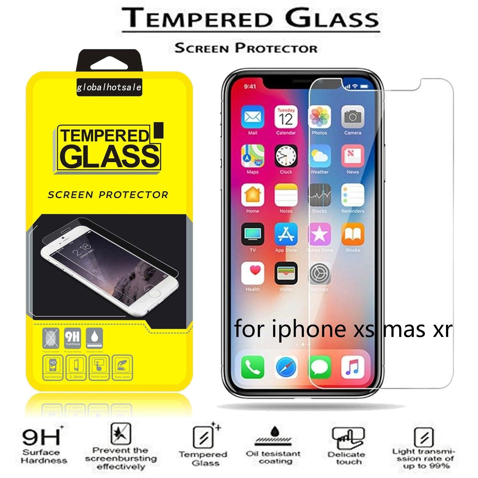 

2 шт. для Apple iPhone Xs Max XR XS X 9H закаленное защитное стекло для экрана с защитой от царапин For Apple iPhone XR (6.1 )