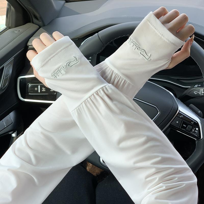 Women’s Ice Silk UV Protection Arm Sleeves, Lightweight Breathable Cooling Sun Sleeves, Thin Summer Outdoor Arm Covers for Driving, Cycling