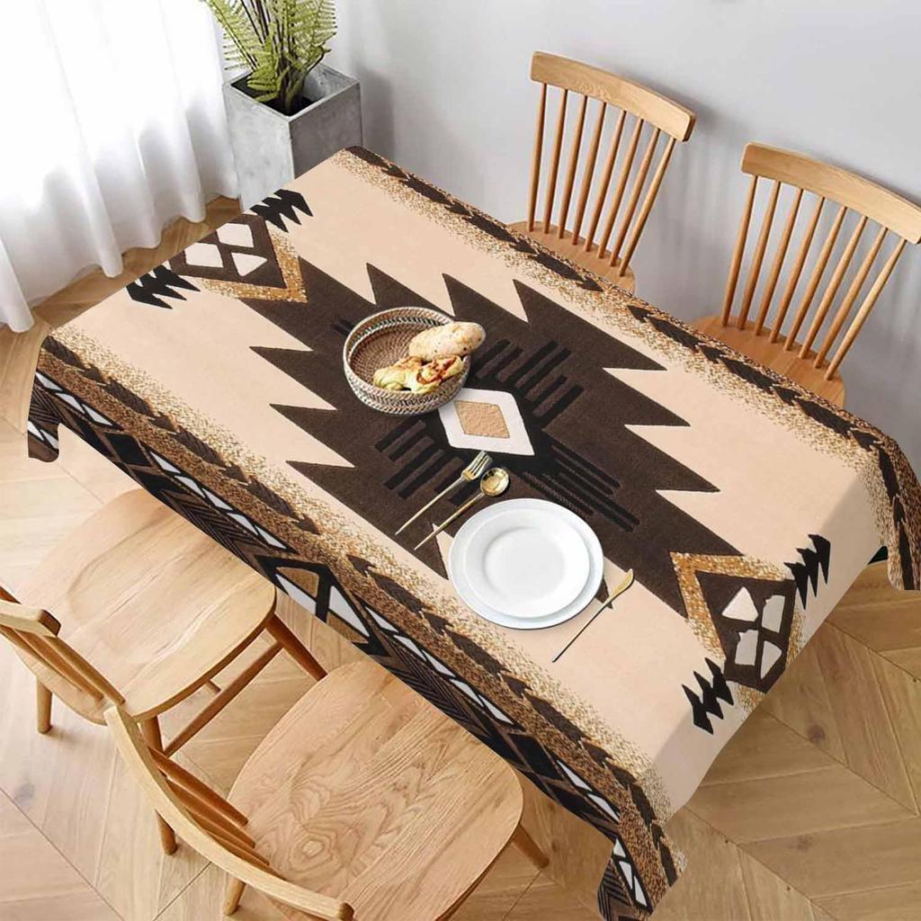 n Aztec Rectangle Tablecloth 60x84 Inch Southwestern Geometric Square Triangle Brown Dining Table Cover Deco for Kitchen Home Outdoor Party