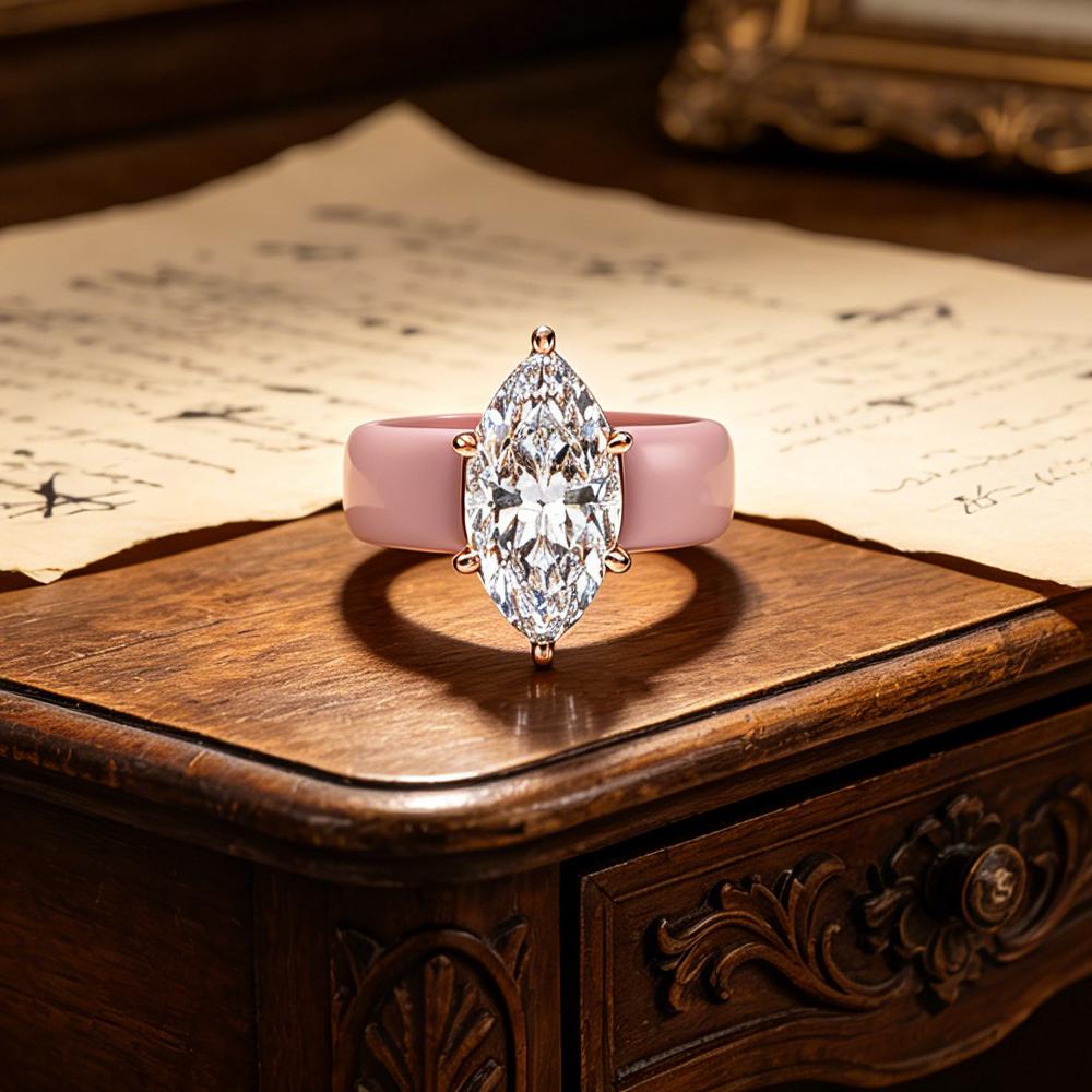 Rosa Silikon-Zirkonia-Ring für Damen, olivenfarbener Cubic-Zirkonia-Ring, geeignet für den täglichen Gebrauch und zum Kombinieren
