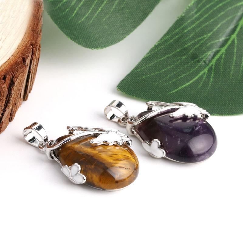 Vintage Wire Wrap Butterfly Gemstone Rose Quartz Amethyst Opalite Healing Crystal Pendant Necklace
