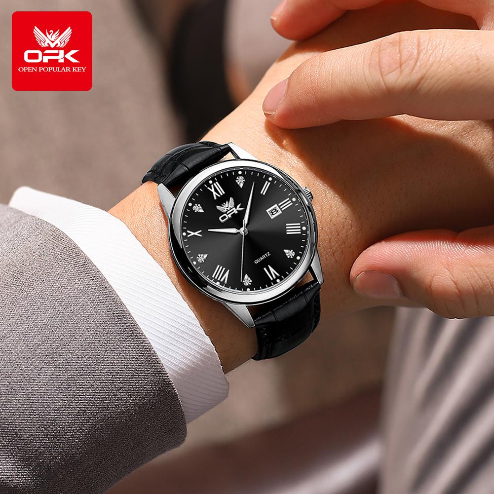 OPK Brand Men's Watch Strap Quartz Watch Waterproof Calendar 6025