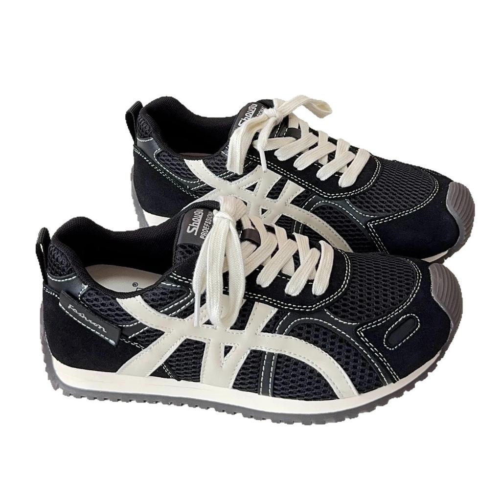 Leather German training shoes women's little white shoes 2025 new single-net breathable sports and leisure shoes versatile thick-soled Forrest Gump