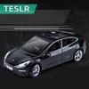 1:24 Alloy Tesla Model 3 Car Model Diecasts Metal Vehicle Car Model Simulation Sound Light Kids Toy Gift Collection