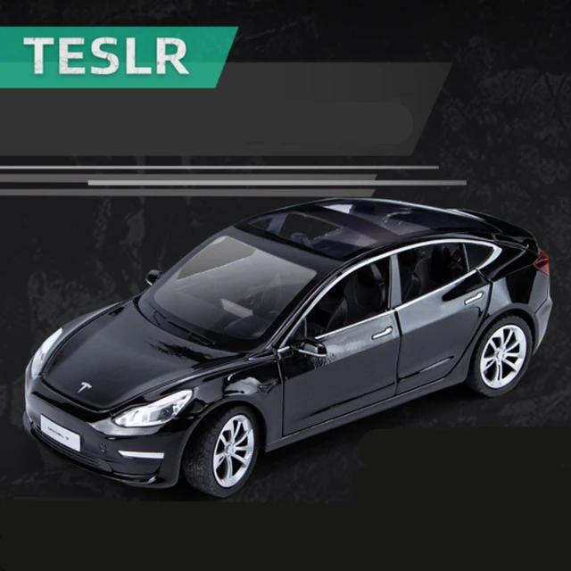1:24 Alloy Tesla Model 3 Car Model Diecasts Metal Vehicle Car Model Simulation Sound Light Kids Toy Gift Collection