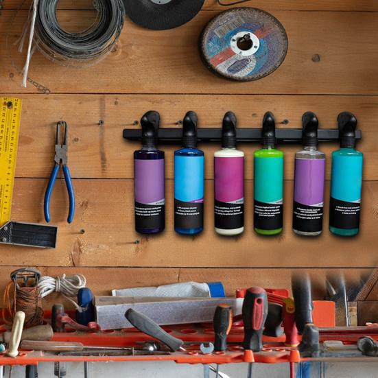 Trigger Spray Bottle Holder Wall Mounted Storage Rack for Garage Home Automotive Cleaning Supplies Organizer