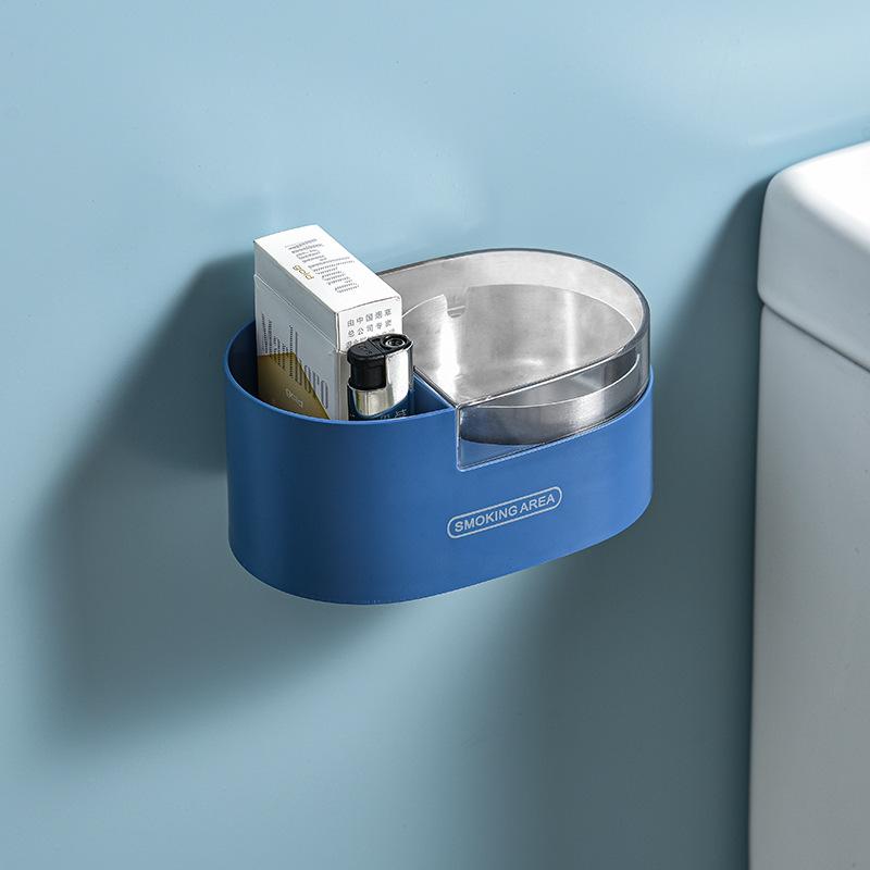 Wall-Mounted Creative Ashtray with Lid - Punch-Free, Anti-Fly Design for Home and Bathroom