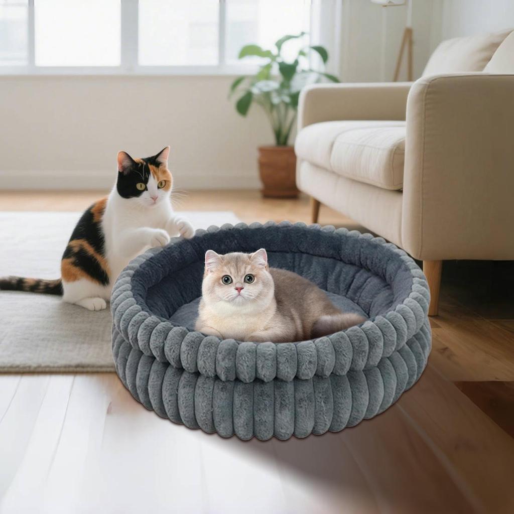 Deluxe Donut Dog Bed Washable Cat Cuddler Mat Cats Dogs Fluff Sleeping Cushion Orthopedic Calming Pet Bed For Dog Pets