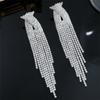 Luxury super flash full diamond long fringed earrings for women