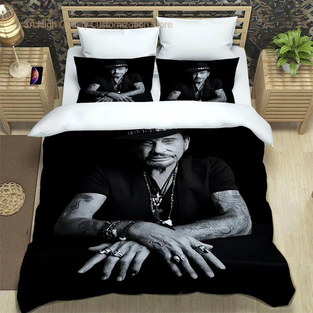 Rockstjärnan Johnny Hallyday Sängkläder utsökt sängkläder set påslakan sängtäcke set sängkläder set lyxig födelsedagspresent