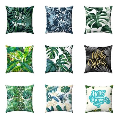 Nordic Tropical Plants Digital Printing Short Plush Pillow Covers Decorative For Car Sofa Office Cushion Cover Home Goods