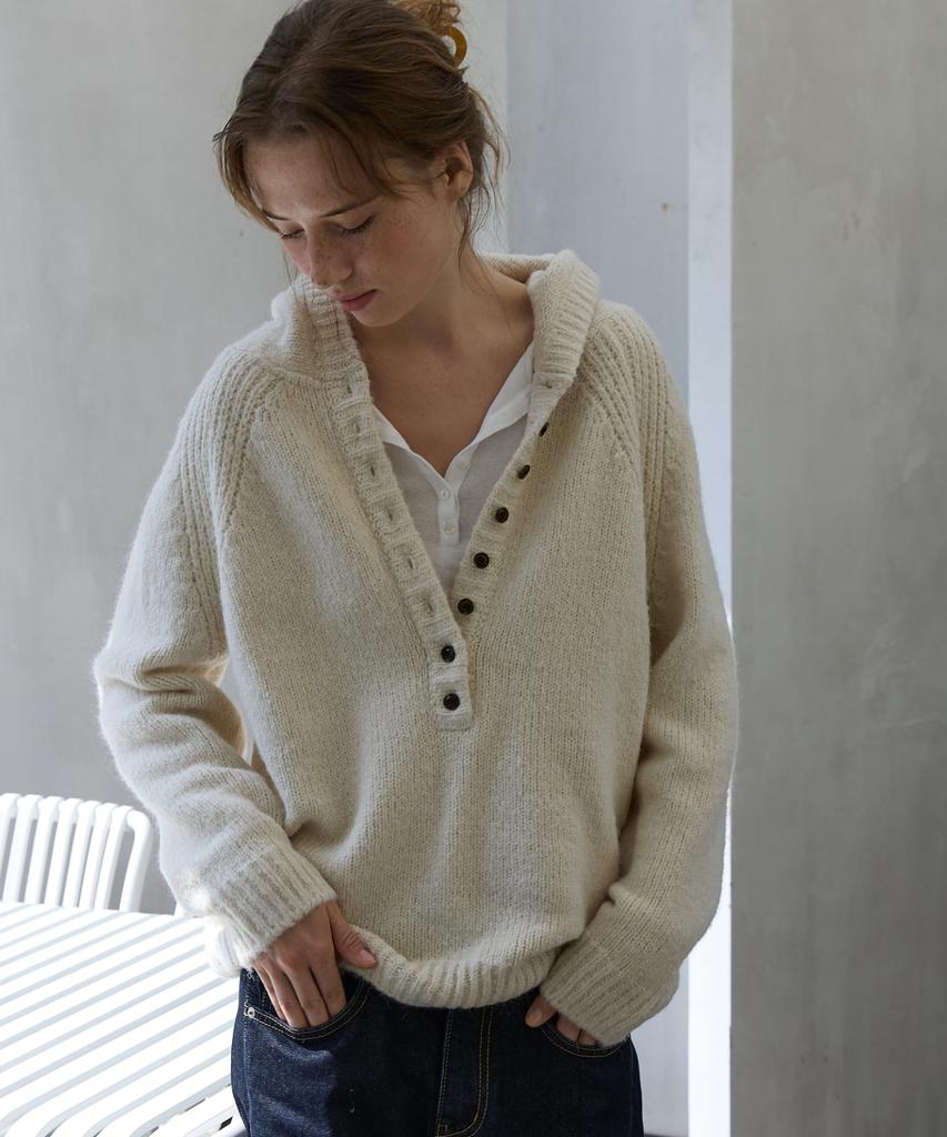 OPENDOORSTUDIO Cloud Alpaca Hoodie Knit Ivory