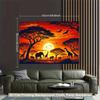 Tropical African Safari Animal Tapestry, Sunset Landscape Wall Art for Bedroom Living Room Dorm Party Backdrop